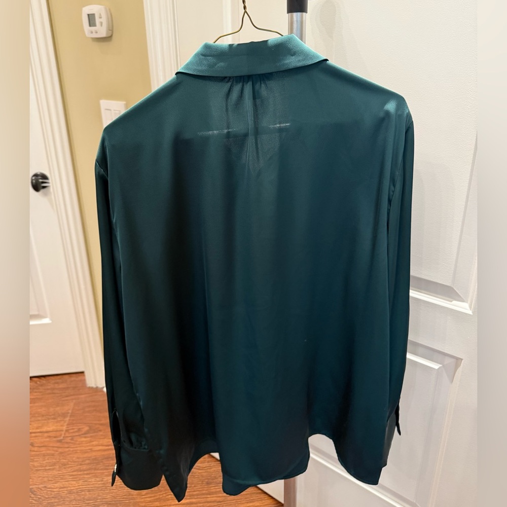 Halogen Button Down Blouse - Emerald Green - image 3